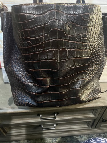 Dooney & BourkeLeather Embossed CamdenCroco Satchel Shopper Shoulder Bag - Picture 3 of 15