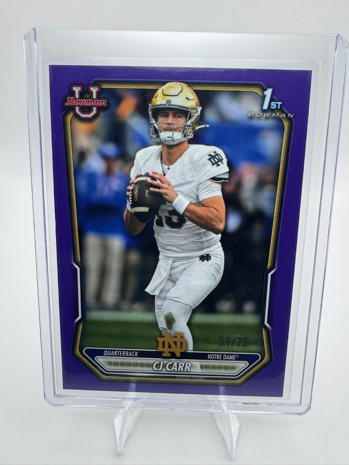 2026 Bowman CJ Carr Paper Purple 1st Prospect #/75 Notre Dame