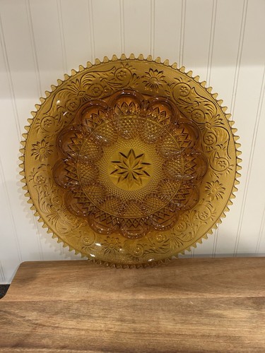 Vintage Indiana Glass Company Amber Glass Tiara Sandwich Deviled Egg Plate