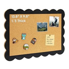 Scalloped Rectangle Cork Board, 9.8x13.8 Inch Decorative Pin Board 9.8x13.8 1PC