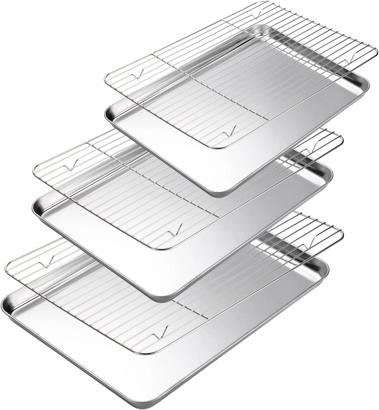 Baking Sheet with Cooling Rack Set of 6, 3 Premium Stainless Steel Cookie Sheets
Opens in a new wind