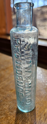 Antique SNOW & MASON, PROVIDENCE, RI CROUP & COUGH SYRUP Medicine Bottle 5''T