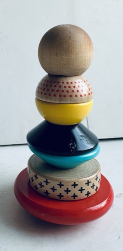 Petit Collage Stacking Wooden Stacking Wobble Colorful Toy Modified