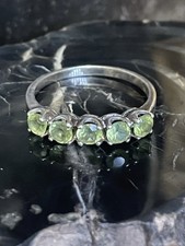 Sterling Silver Five Stone Peridot Ring Size 10