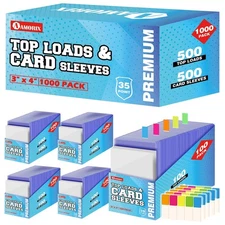 1000 Trading Cards Sleeves Top Loads, 3"X4" Baseball Card Protectors Hard Pla...