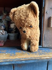 Vintage Handmade 1950s Brown Plush Dog, Much Loved.