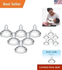Y-Cut Wide-Neck Baby Bottle Nipples for Thicker Liquids, 6 Pack of Silicone
