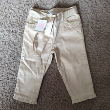 Janie and Jack Ruffle Pocket Pants Tie On Khaki Toddler Girls 12-18 months