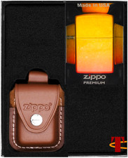 ZIPPO Geschenkbox Set: Ombre Feuerzeug & Ledertasche mit Clip