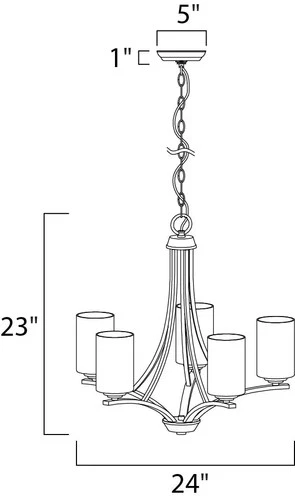 Maxim 20035SWSN Deven 24" 5-Light Satin White Chandelier in Satin Nickel - Picture 3 of 3