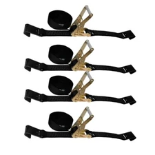 4 Pack 2" x 30' Flat Hook Strap w/Heavy Duty Ratchet Tie Down for Flatbed Truck