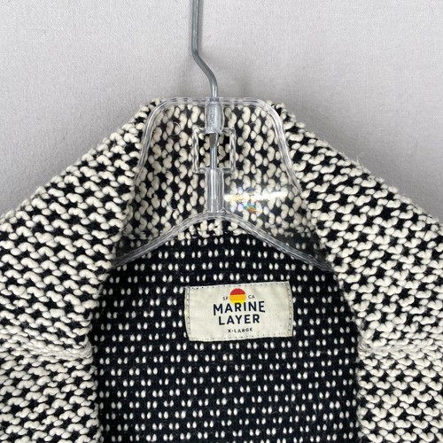 Marine Layer Womens Birdseye Cardigan Sweater Size XL Black White Pockets Open - Picture 3 of 16