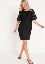 Old Navy Women's Flutter-Sleeve Tie-Back Mini Swing Dress Black Size Small