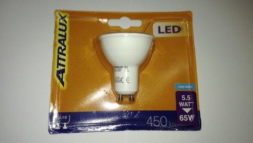 ATTRALUX GU10 240v 6 LED Bulbs 5.5w 4000k COOL WHITE 450lumen X 6 - Picture 2 of 5