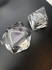 2 piece Lot - Vtg Glass Crystal Ash tray, Made In Germany GDR, Lausitzer Glas