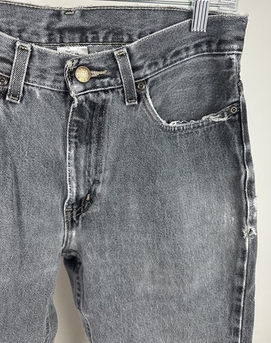 Jeans de mezclilla negros descoloridos vintage años 90 29x30 REALES manchas de pintura envejecidas grunge - Imagen 4 de 20