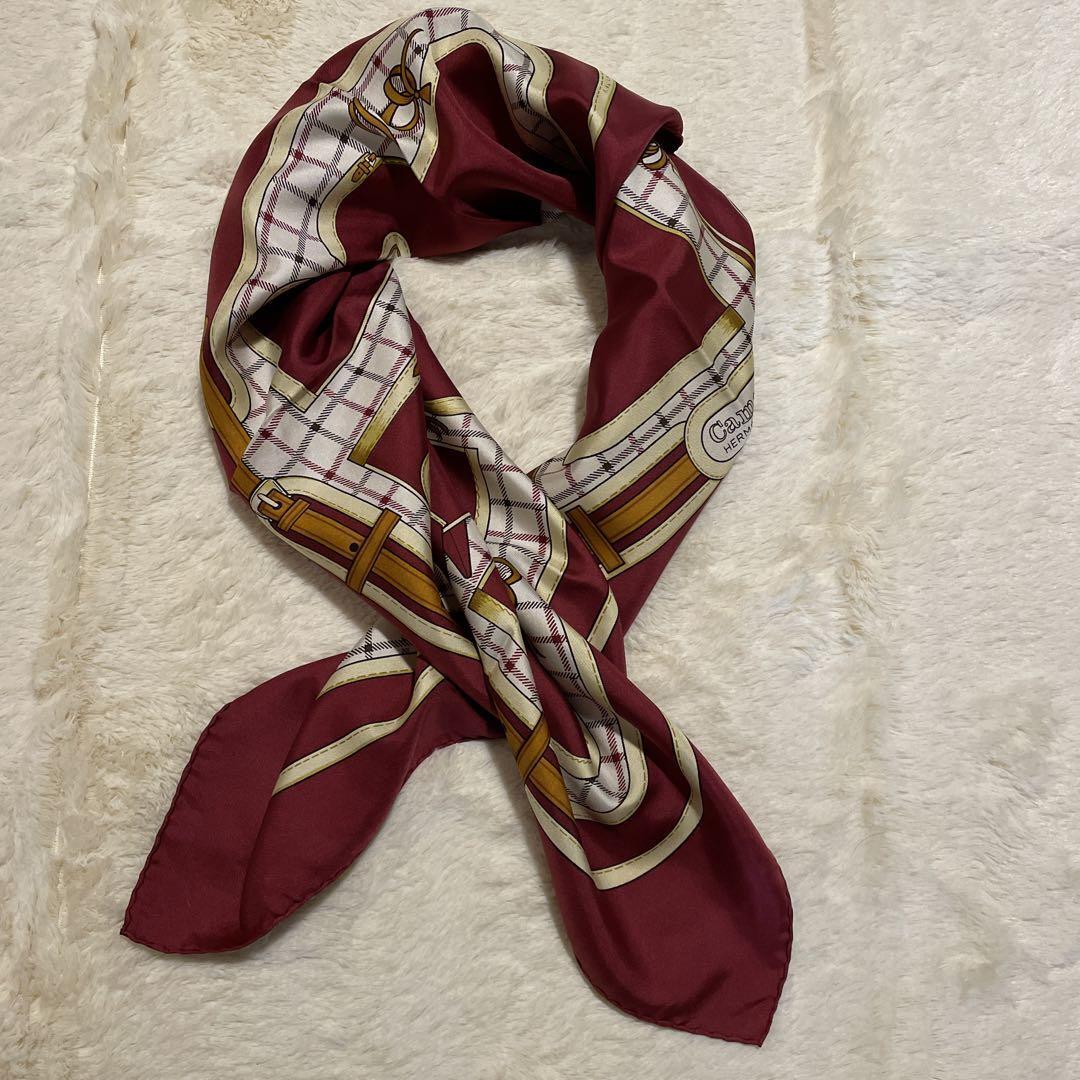 HERMES Silk Burgundy Scarf 88x88 Square - Brand New HERMES Silk Burgundy Scarf 88x88 Square - Brand New