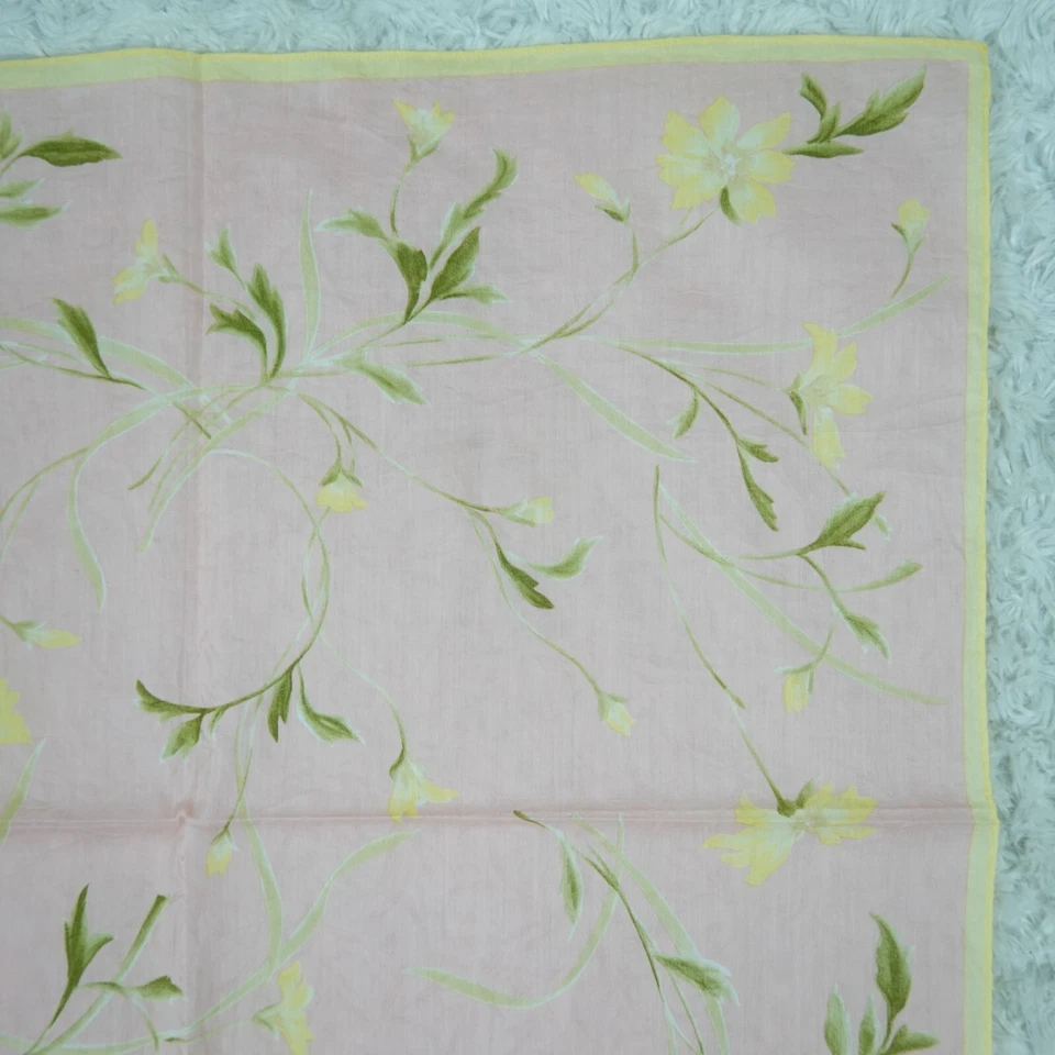 M545 Ralph Lauren Rosa Flor Algodón Bufanda Bufandas Bolsillo Cuadrado 19.5" X 19.5" Foto 3 de 4