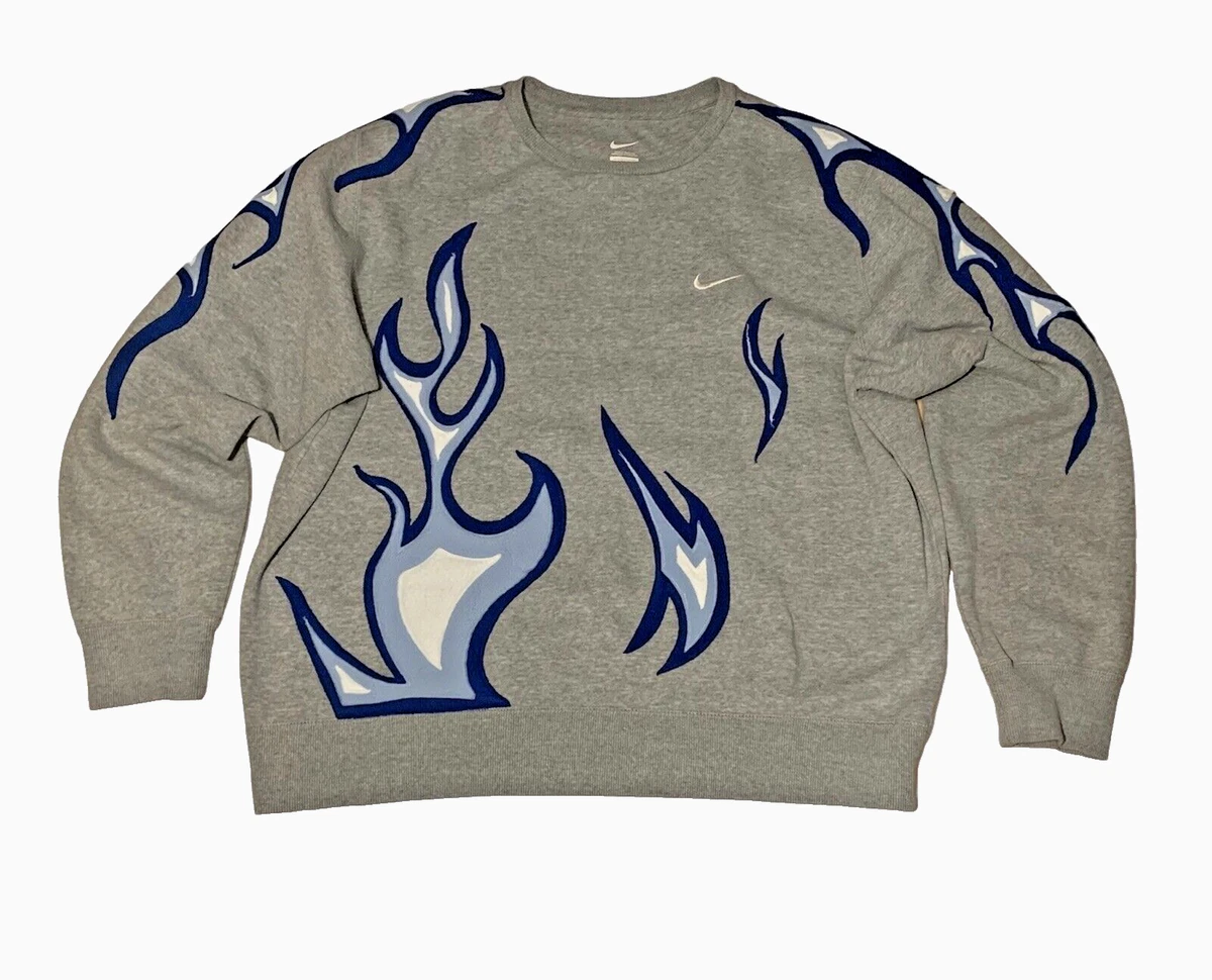 Nike Blue Flames Vintage Sweatshirt Custom