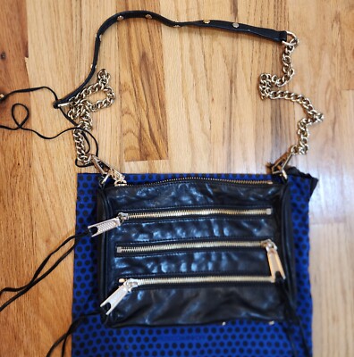 マキシム　レベッカロミン Rebecca Minkoff Moto 3 Zip Leather Chain Crossbody Handbag Plum 9