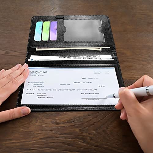 Scheckbuchhüllen für persönliche Scheckbuch doppelte Schecks RFID Blockierung Scheckb... - Bild 3 von 7