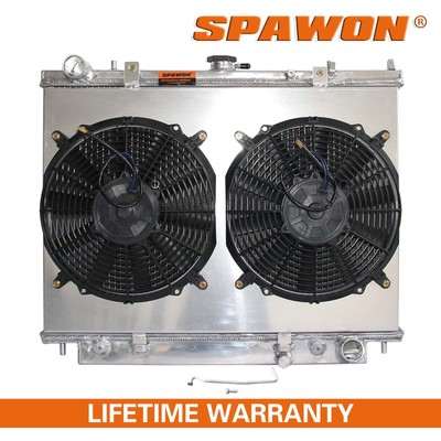 SPAWON Radiator+ Fan Shroud For Honda Passport Isuzu Amigo Rodeo 98-04 2 Row AT