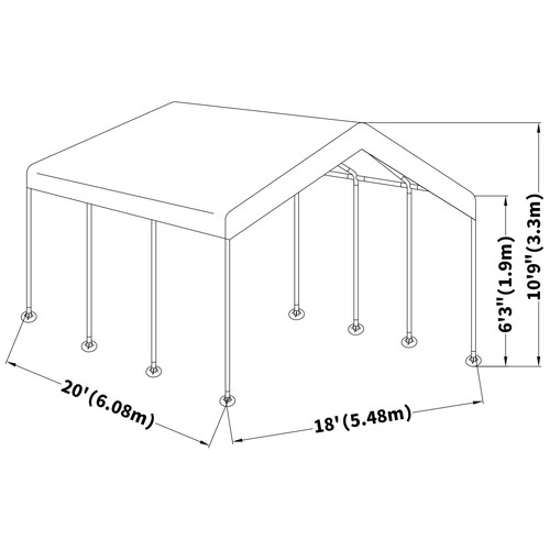 Flyline Portable Carport Garage Shelter Canopy Double Size 18x20ft - Picture 2 of 3