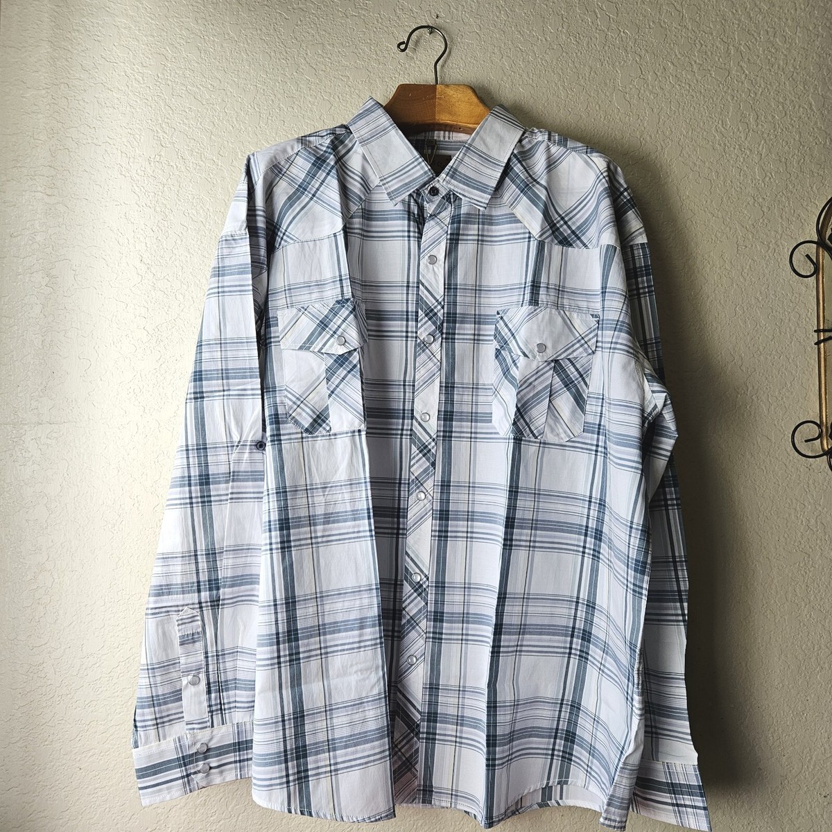 Coevals Club Men's Long Sleeve Western Pearl Snap Shirt - Plaid Work Shirt With Two Pockets, 40% Cotton 60% Polyester - View #6
