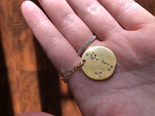 Minimalist Zodiac Coin Pendant Constellation Necklace Gold Silver Rhinestone
