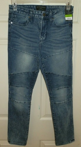 New Mens 30X30 Blue Moto Skinny Jeans 