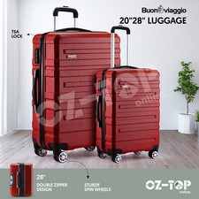 2PCS Luggage Set Suitcase Trolley Case Travel Storage Organiser TSA Lock Red