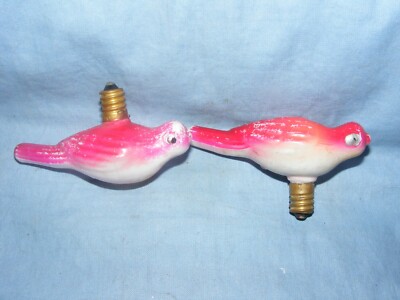 Christmas Figural Light Bulb 2 Birds Vintage Glass Old Decoration C7 1 Working