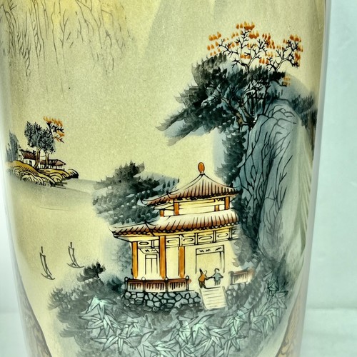 Vaso cinese in porcellana ricoperta, tempio, scene di montagna 12" - Foto 10 di 12