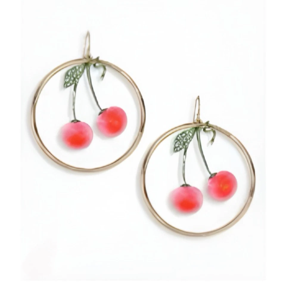 PENDIENTES ARO ALEXIS BITTAR LUNA CEREZAS ROJO ROSA LUCITE DESCUENTO Foto 4 de 4