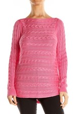 Ralph Lauren Bright Pink Knit Cotton Silky Viscose Long Sweater Size Medium M