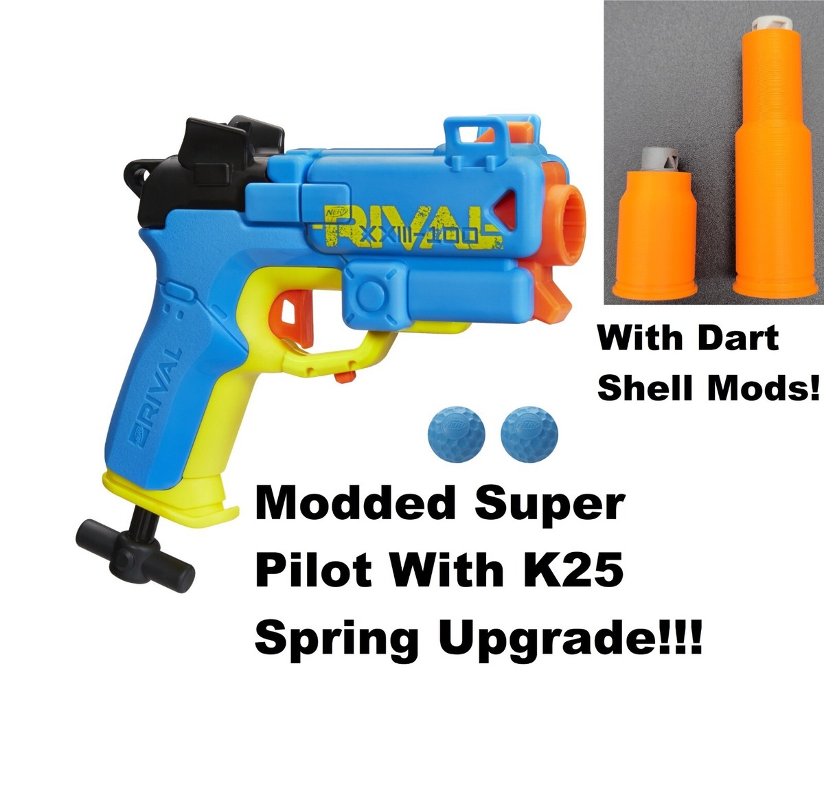 Modded SUPER Pilot XXIII-100 - Nerf Rival K25 Spring Modified Toy