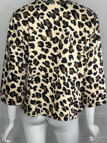 Women's Animal Print Jacket David Brooks Open Front Large Ribbon Accents Mobwife - Picture 12 of 19
