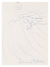 Raymond Pettibon, disegno a mano originale, firmato. Surfista.