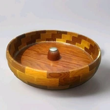 Vtg California Redwood Nut Bowl Standard Specialty Co. San Francisco 9.5" x 2.5"