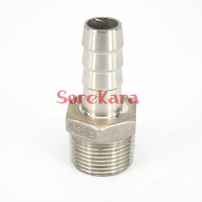 1/2'' BSP Male x 10mm Hose Barbed 304 SS Pipe Fitting Hose tail Connector