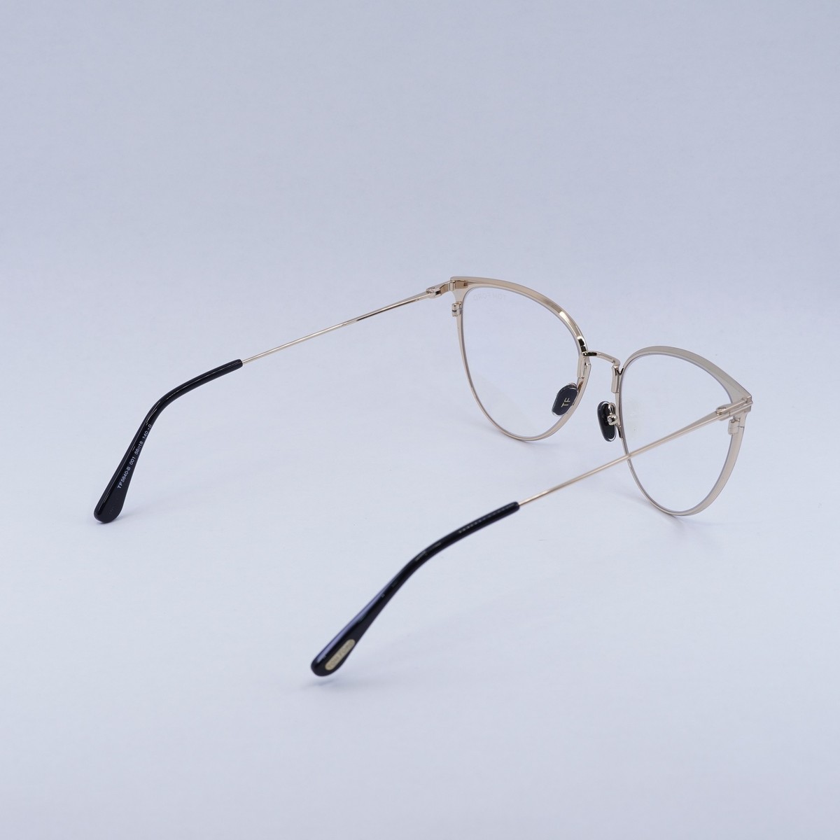 NEW TOM FORD FT5840-B 001 Shiny Black/Gold/Clear Blue Light