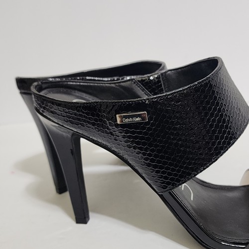 CALVIN KLEIN Shayna PVC High Heel Mules 10 Black NWOB - Picture 8 of 16