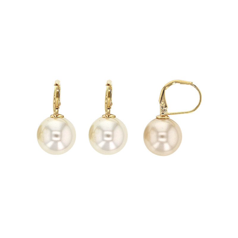 Boucles d'oreilles perles 12mm en plaqué or 18k le cadeau d'anniversaire idéal