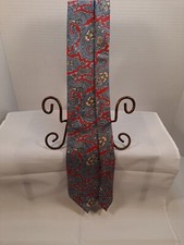 Wembley Men's Red Paisley Print Silk Tie