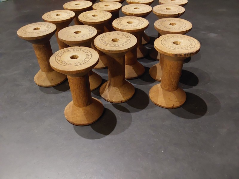 Glasgo Thread Co. Antique Wooden Spools Worcester Mass lot of 17