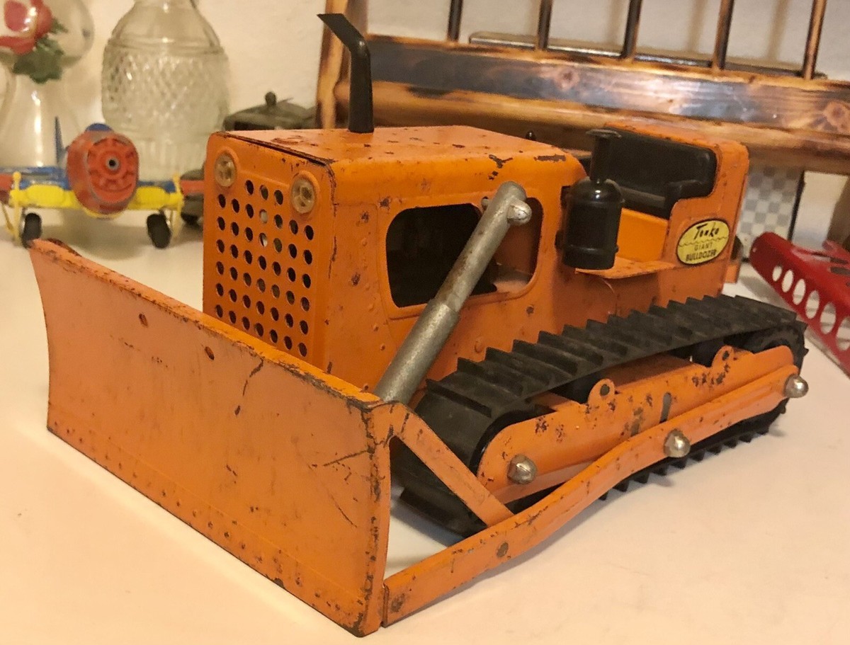 Vintage Orange￼ 1960's Mighty Tonka Bulldozer Pressed Steel