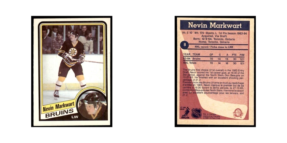 1984 O-Pee-Chee Nevin Markwart RC Boston Bruins #8 - Image 3 of 3