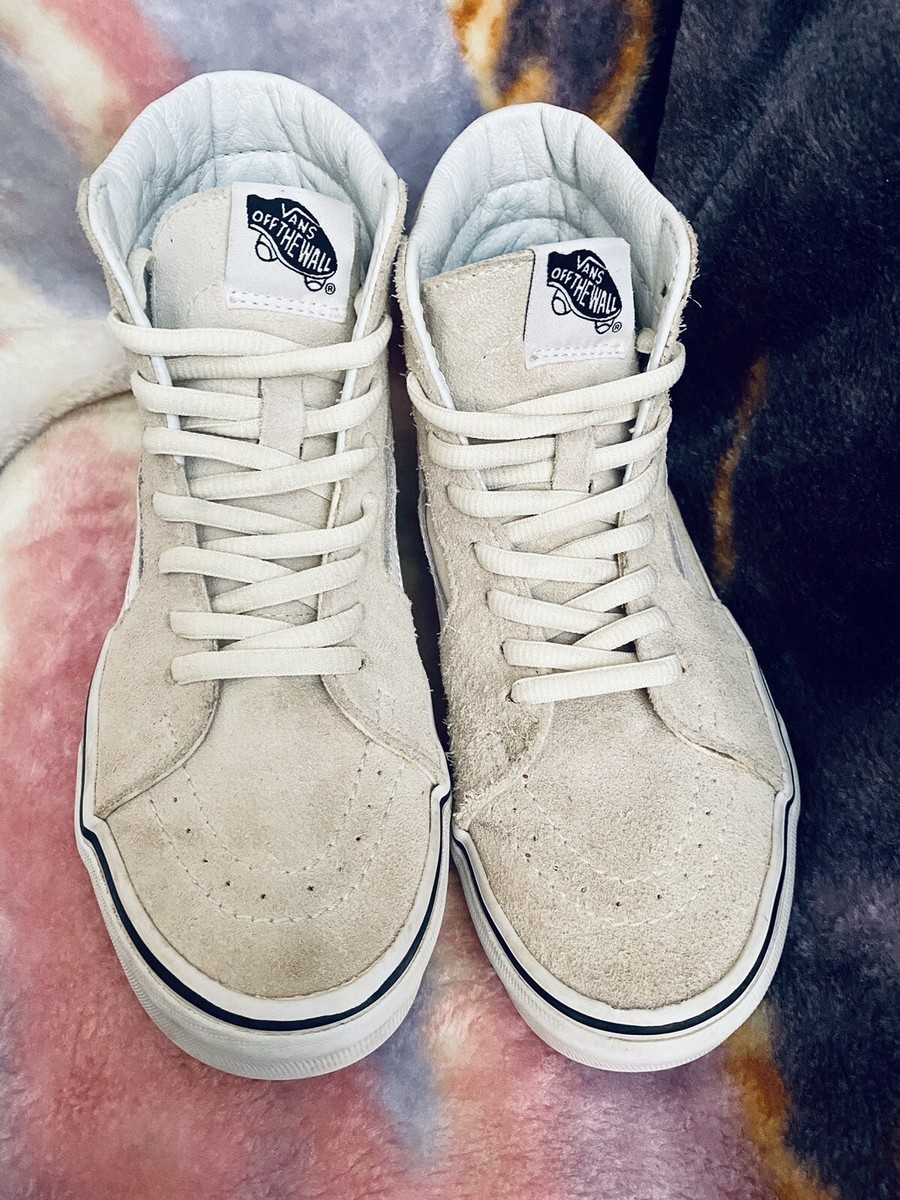 Vans Sk8 hi Tops White Cream Leather Canvas Sz 6.5 Women display picture 1