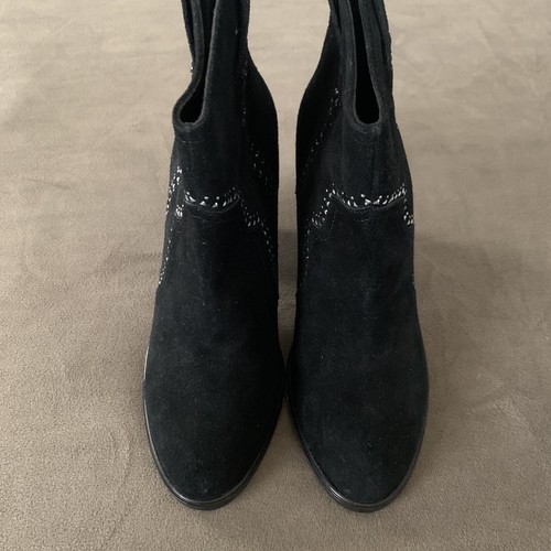 Joie Heeled Almond Toe Monte Suede Ankle Boot Black 9.5 39.5 Studded Dust Bag - Picture 2 of 10