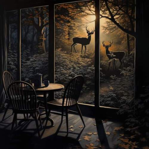 Dusk Shadow scene with deer - Interior - Modern Art - Canvas Print - Picture 1 of 2